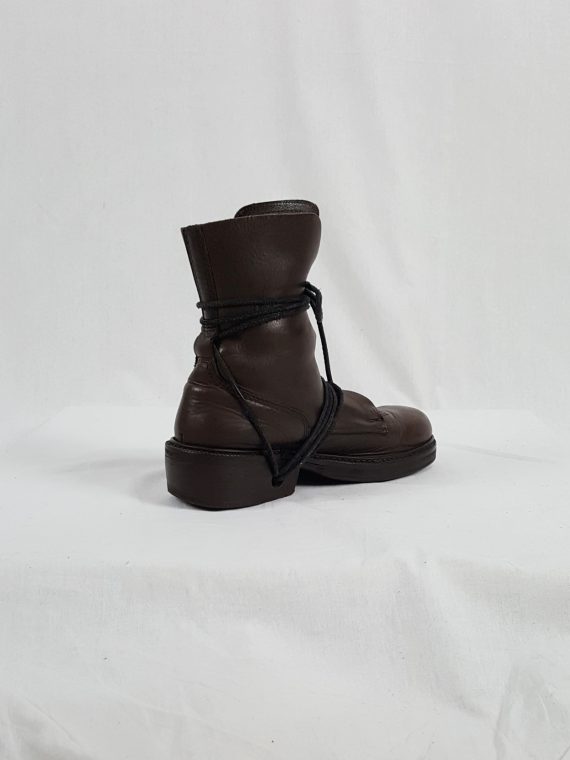 vaniitas vintage Dirk Bikkembergs brown boots with laces through the soles 90s archival144049