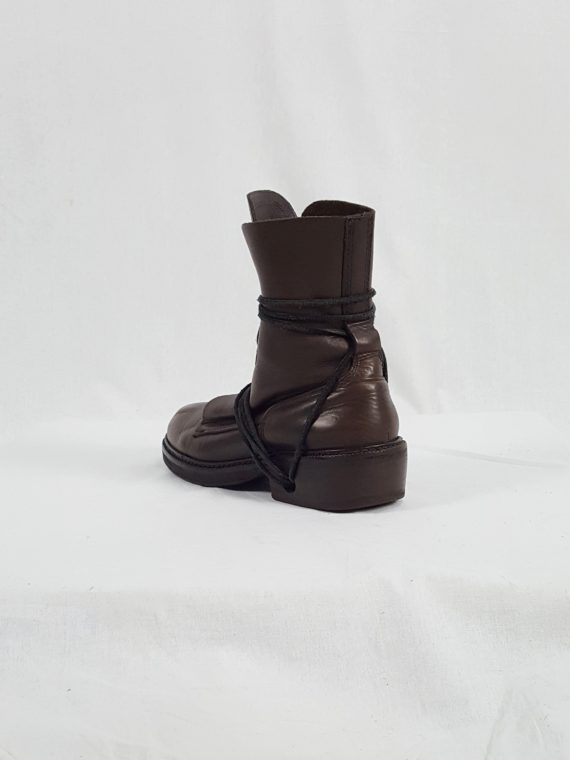 vaniitas vintage Dirk Bikkembergs brown boots with laces through the soles 90s archival144124