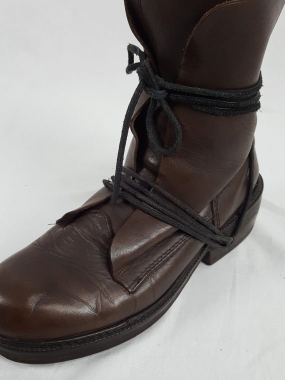 vaniitas vintage Dirk Bikkembergs brown boots with laces through the soles 90s archival144156