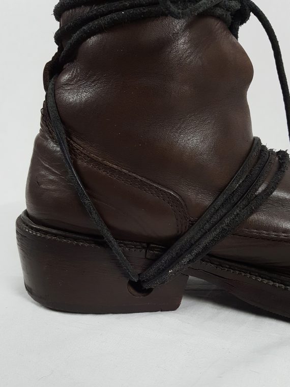 vaniitas vintage Dirk Bikkembergs brown boots with laces through the soles 90s archival144210