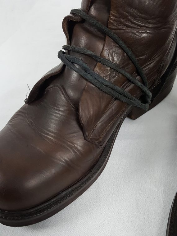vaniitas vintage Dirk Bikkembergs brown boots with laces through the soles 90s archival144529