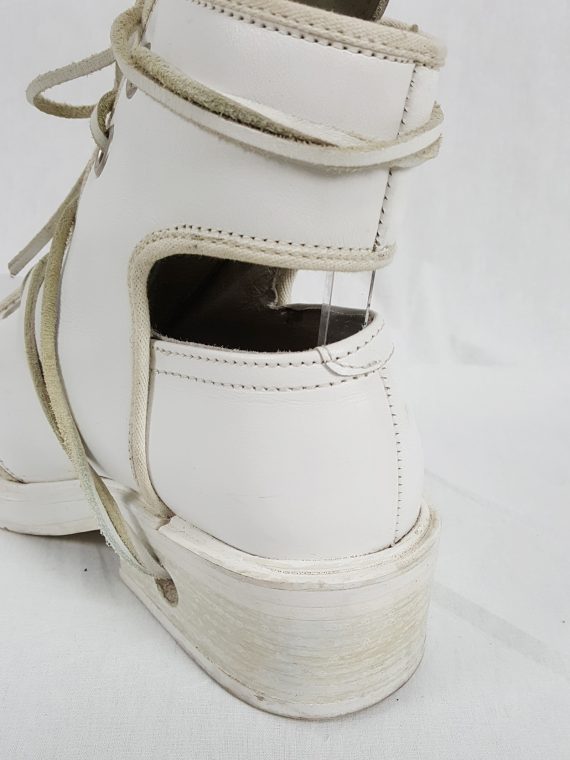 vaniitas vintage Dirk Bikkembergs white mountaineering boots with laces through the soles 90s archive143500