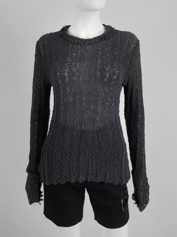 vaniitas vintage Dries Van Noten dark grey loose knit jumper 80’s archival 130342