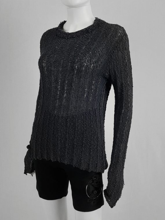 vaniitas vintage Dries Van Noten dark grey loose knit jumper 80’s archival 130430(0)