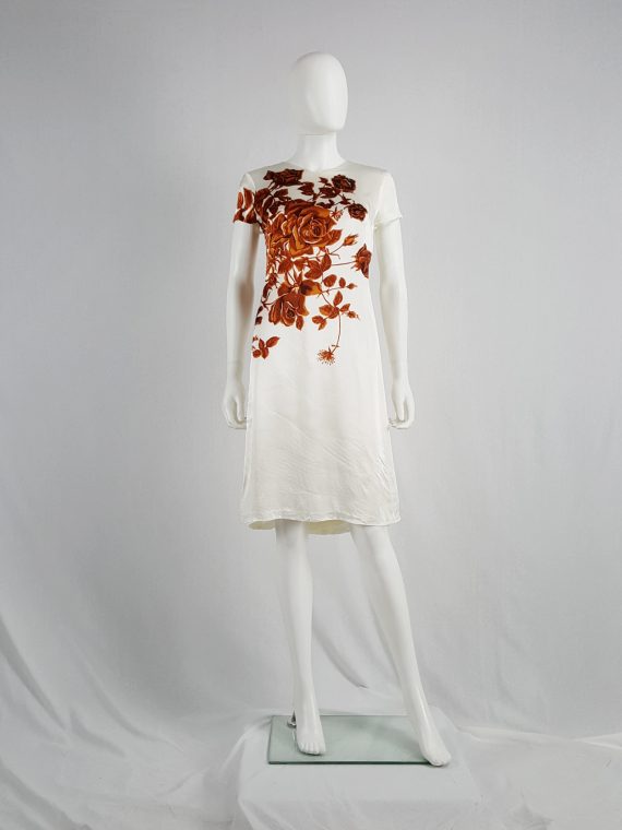 vaniitas vintage Dries Van Noten white dress with orange flowers runway fall 1995 120952