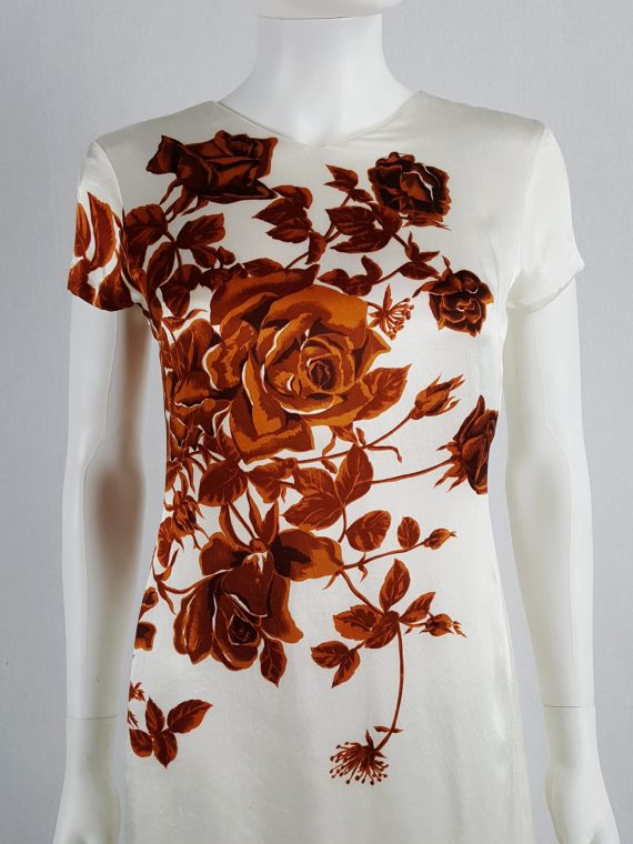vaniitas vintage Dries Van Noten white dress with orange flowers runway fall 1995 121006