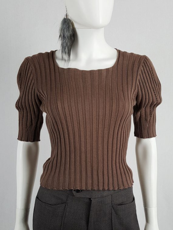 vaniitas vintage Maison Martin Margiela brown reproduction of a puff sleeve sweater fall 1994 archive115241
