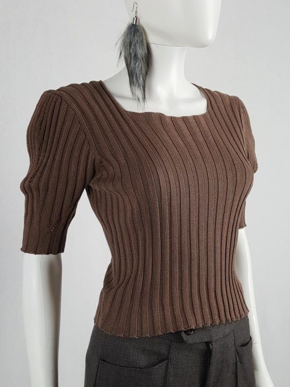 vaniitas vintage Maison Martin Margiela brown reproduction of a puff sleeve sweater fall 1994 archive115312