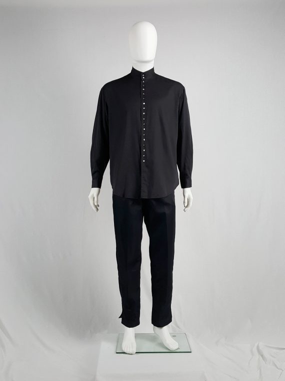 vaniitas vintage Tokio Kumagai black minimalist shirt with button up detail 120415