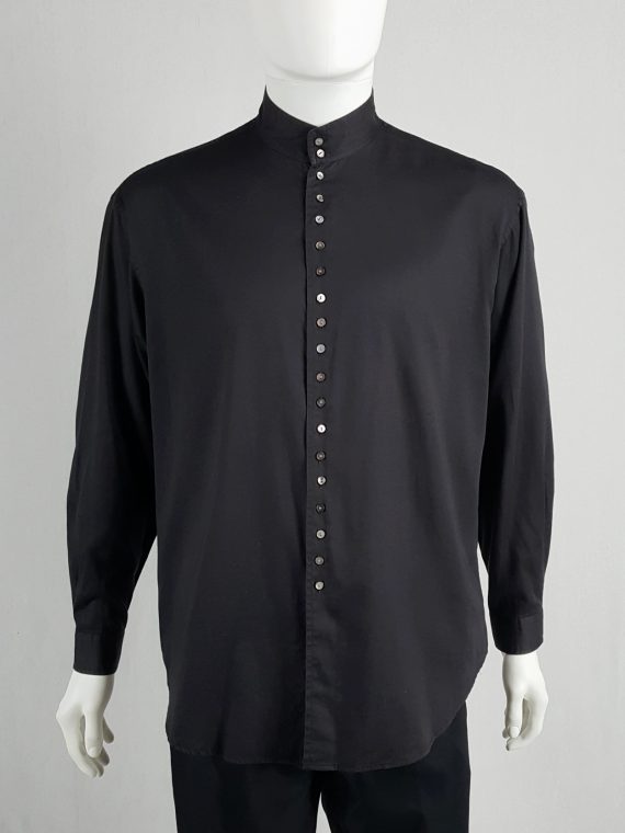 vaniitas vintage Tokio Kumagai black minimalist shirt with button up detail 120452