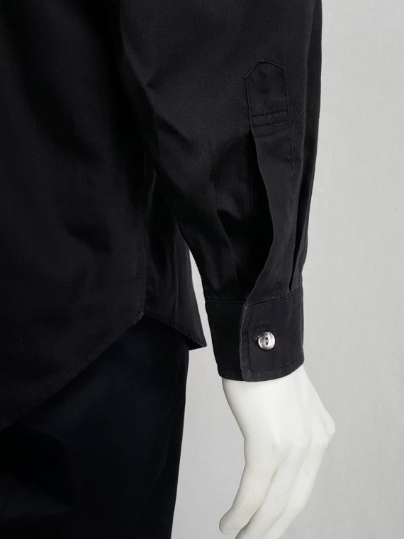 vaniitas vintage Tokio Kumagai black minimalist shirt with button up detail 121006