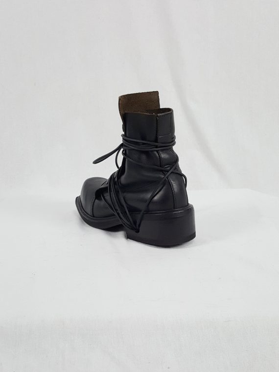 Dirk Bikkembergs black boots with snap button front and laces through the soles 90S archival 184433