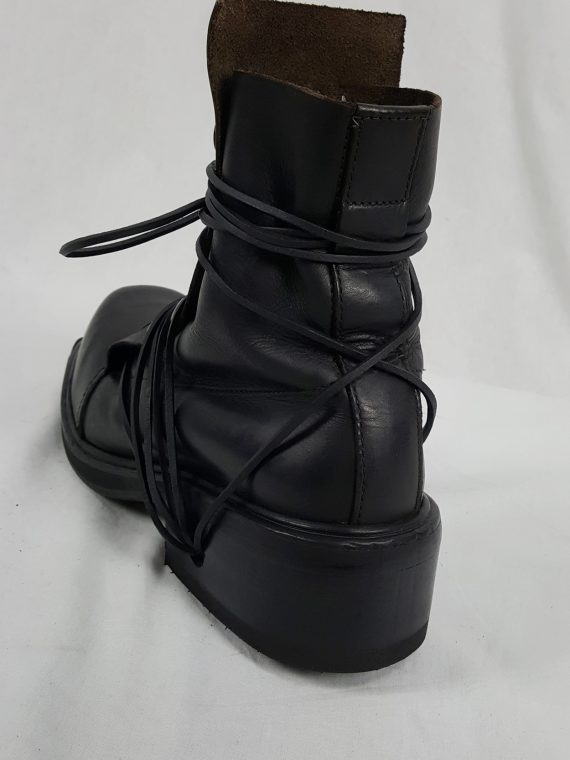 Dirk Bikkembergs black boots with snap button front and laces through the soles 90S archival 184458