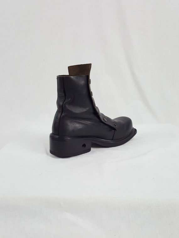 Dirk Bikkembergs black boots with snap button front and laces through the soles 90S archival 185258