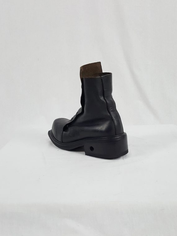 Dirk Bikkembergs black boots with snap button front and laces through the soles 90S archival 185317(0)