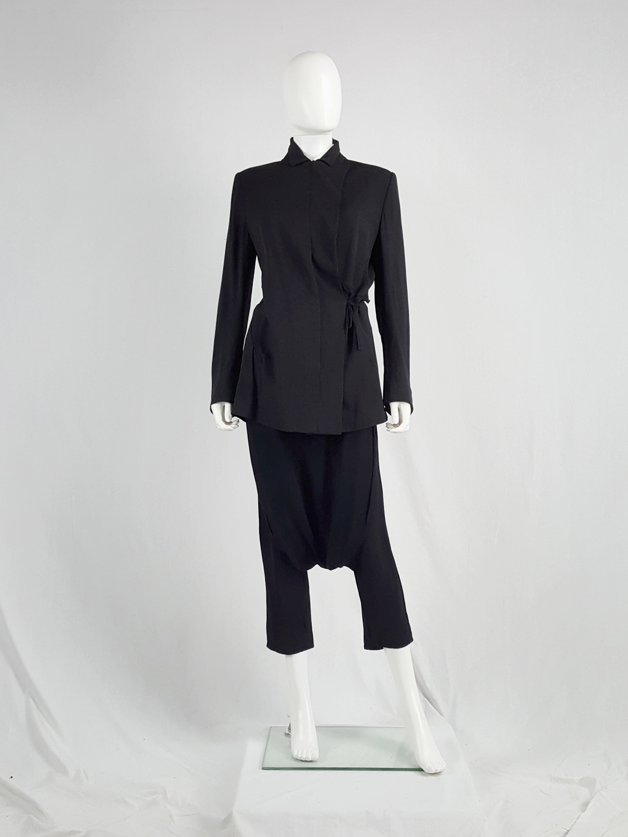 Ann Demeulemeester black blazer with asymmetric wrap front — fall 1996 ...