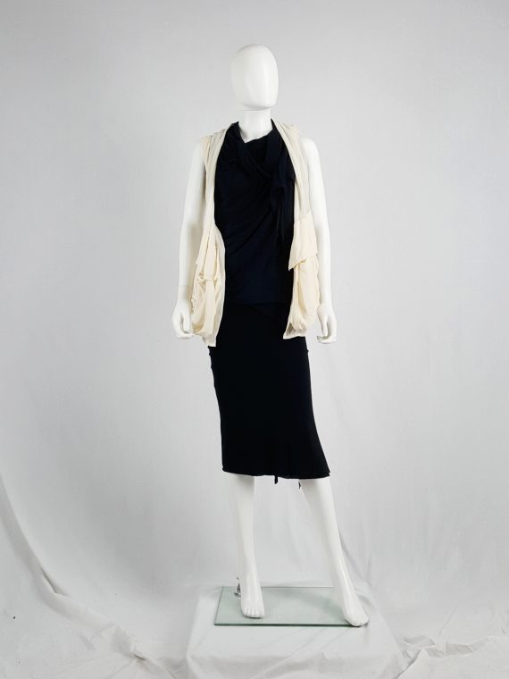 vaniitas Ann Demeulemeester cream draped waistcoat with oversized pockets spring 2003 102506