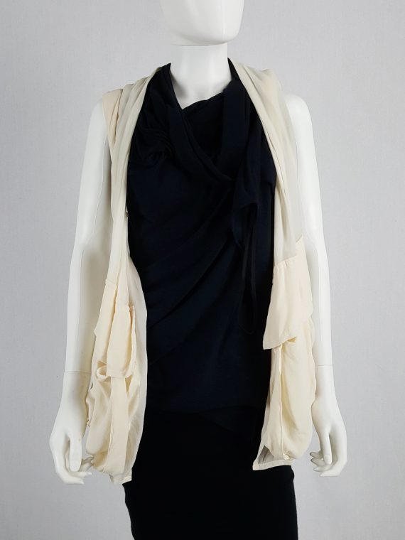vaniitas Ann Demeulemeester cream draped waistcoat with oversized pockets spring 2003 102520