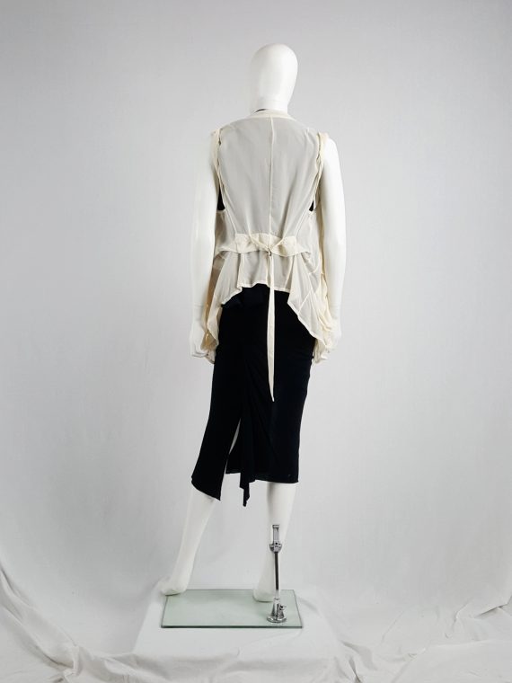 vaniitas Ann Demeulemeester cream draped waistcoat with oversized pockets spring 2003 102836