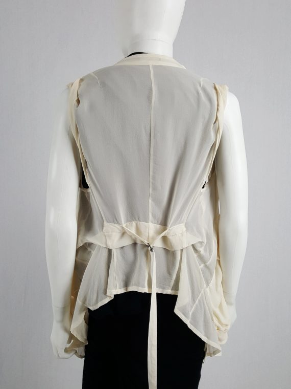 vaniitas Ann Demeulemeester cream draped waistcoat with oversized pockets spring 2003 102852