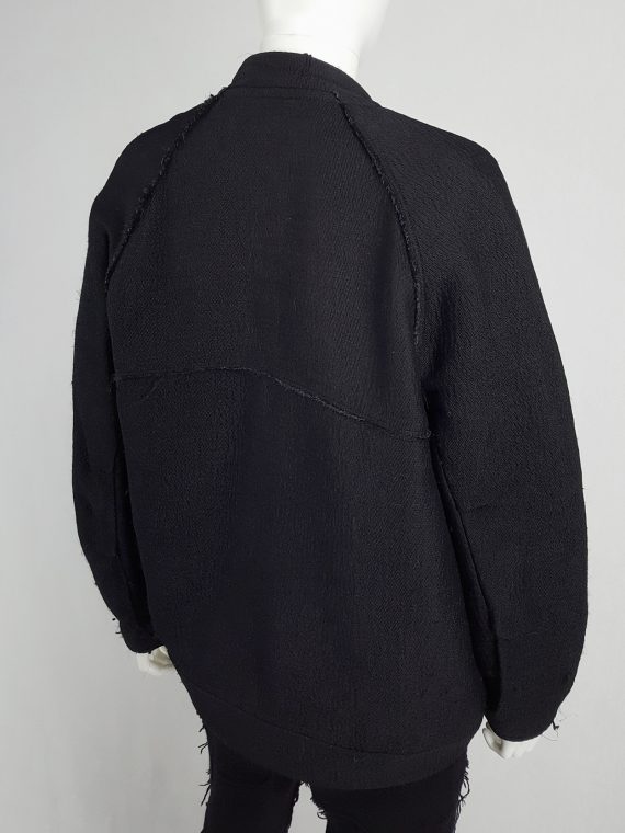 vaniitas Avelon black bomber jacket with frayed trims and copper zipper 122035