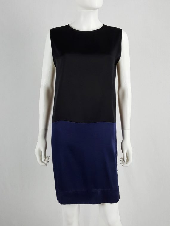 vaniitas Haider Ackermann black minimalist dress with blue color blocking spring 2014 102105(0)