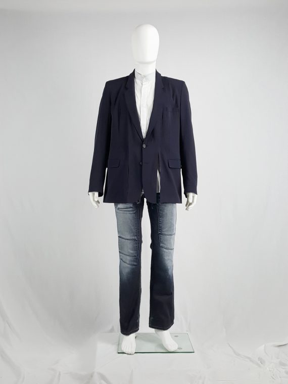 vaniitas Maison Martin Margiela blue blazer with detachable frayed collar spring 2001 140058