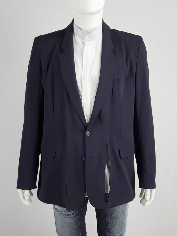 vaniitas Maison Martin Margiela blue blazer with detachable frayed collar spring 2001 140133