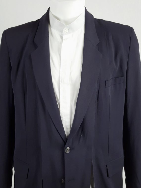 vaniitas Maison Martin Margiela blue blazer with detachable frayed collar spring 2001 140219