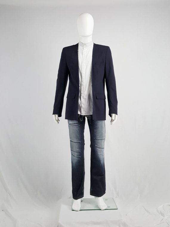 vaniitas Maison Martin Margiela blue blazer with detachable frayed collar spring 2001 140642