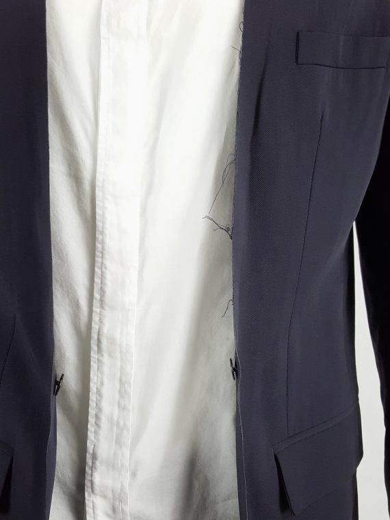 vaniitas Maison Martin Margiela blue blazer with detachable frayed collar spring 2001 140732