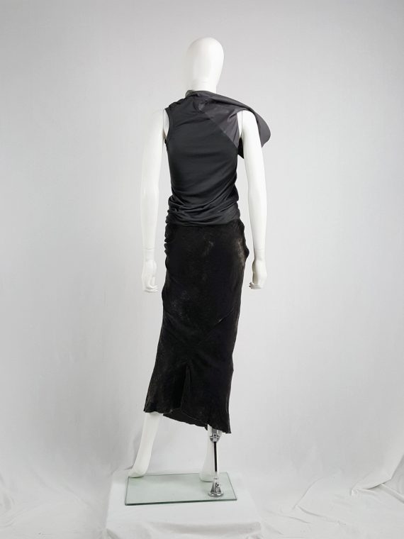 vaniitas Rick Owens MOOG brown velvet draped skirt with front ties runway fall 2005 161310(0)