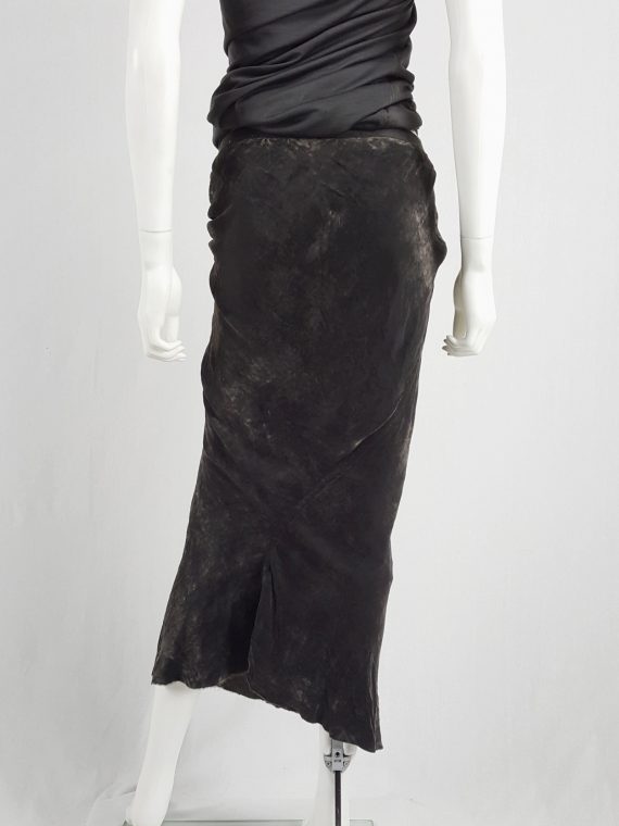 vaniitas Rick Owens MOOG brown velvet draped skirt with front ties runway fall 2005 161329(0)