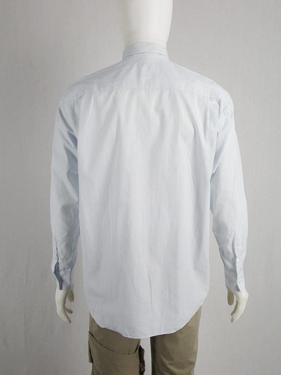 vaniitas Tokio Kumagai white and blue striped shirt with collar strap 111911