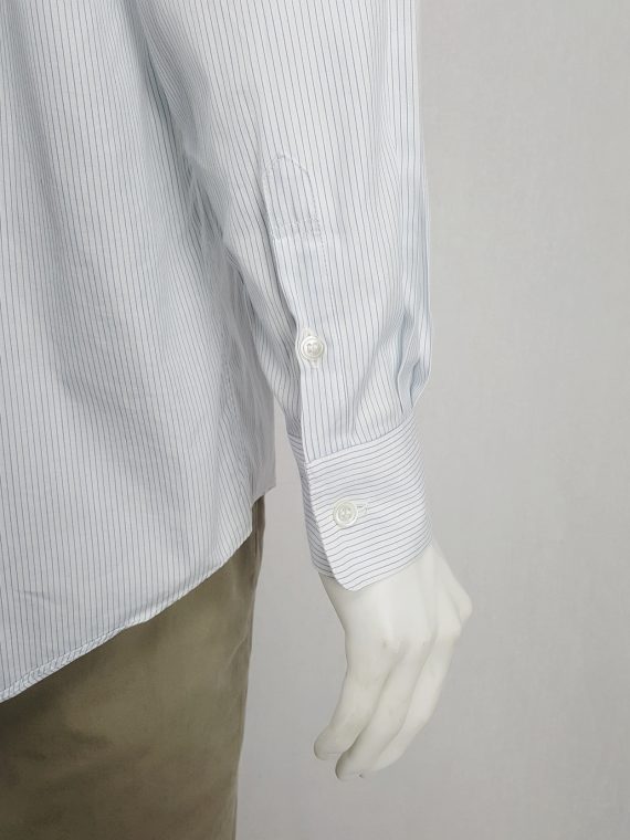 vaniitas Tokio Kumagai white and blue striped shirt with collar strap 111921