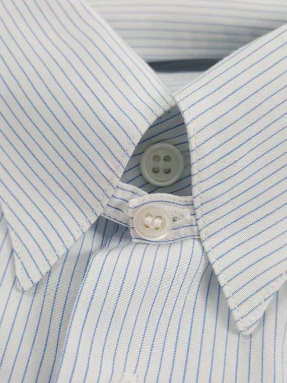 vaniitas Tokio Kumagai white and blue striped shirt with collar strap 134021