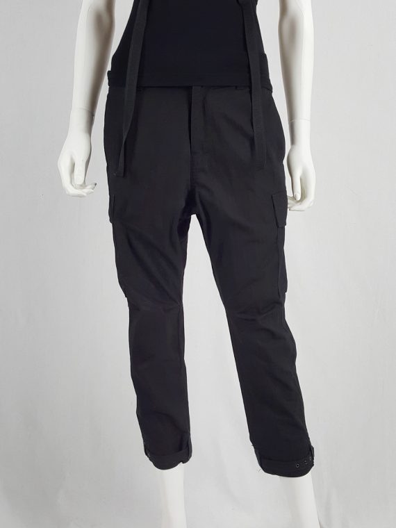 vaniitas Ys Yohji Yamamoto black drop crotch trousers with cargo pockets 094858