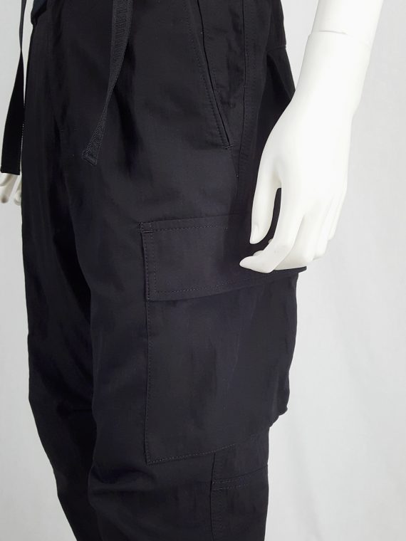 vaniitas Ys Yohji Yamamoto black drop crotch trousers with cargo pockets 095107