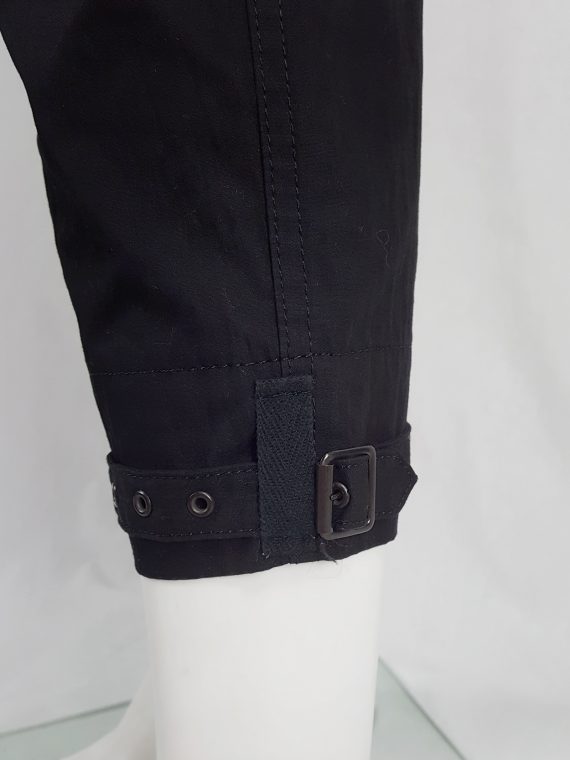 vaniitas Ys Yohji Yamamoto black drop crotch trousers with cargo pockets 095121
