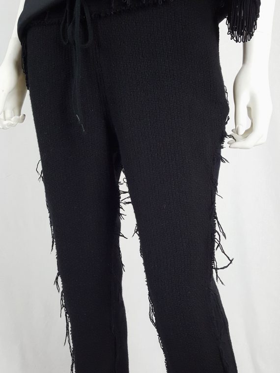 vaniitas Ys Yohji Yamamoto black knit sweatpants with heavily frayed sides 121239