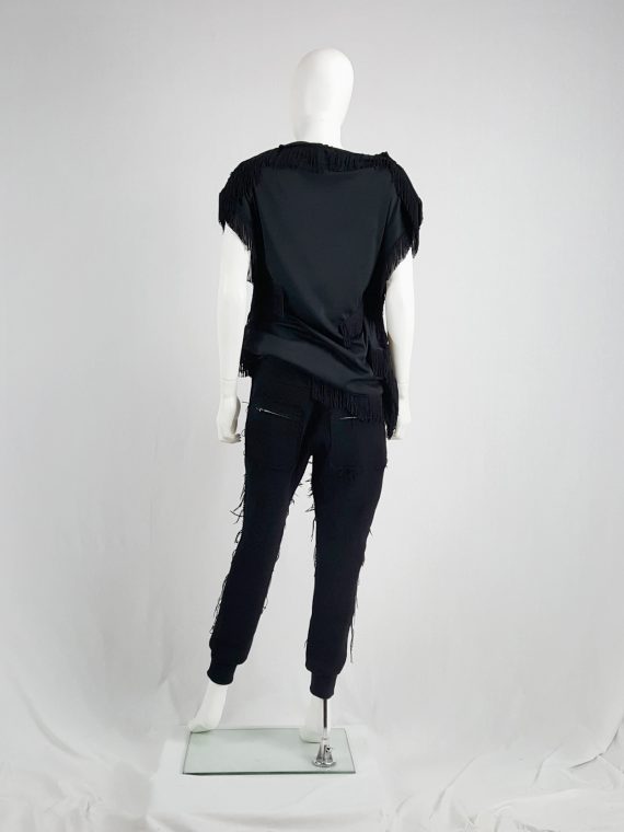 vaniitas Ys Yohji Yamamoto black knit sweatpants with heavily frayed sides 121457