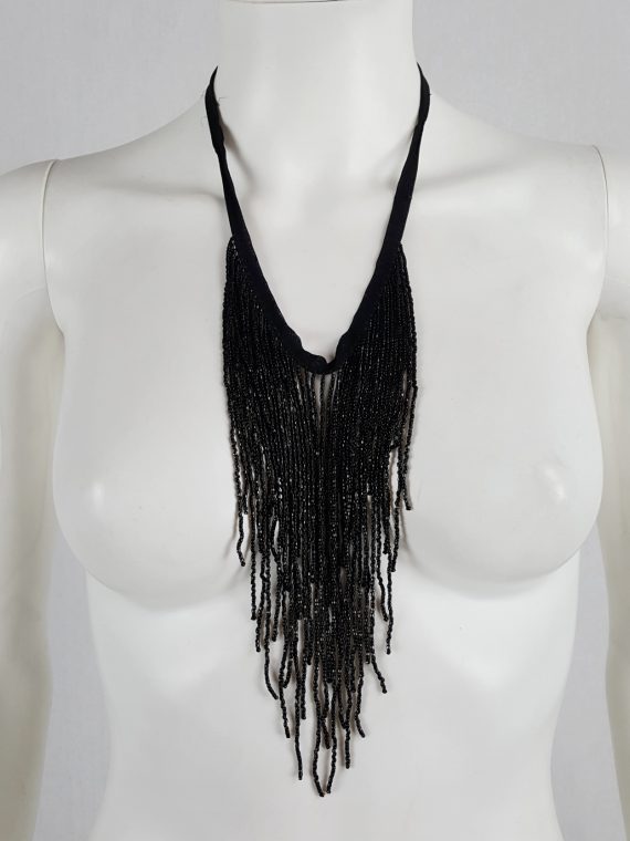 vaniitas vaniitas Ann Demeulemeester black necklace with beaded fringe spring 2012 094659