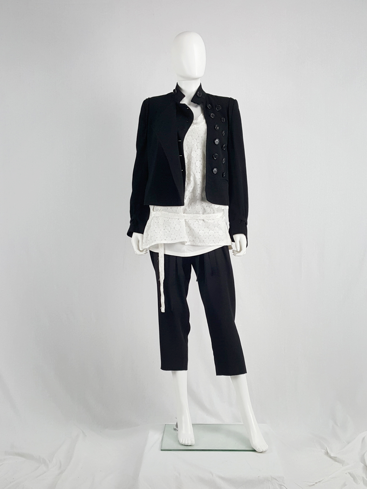Ann Demeulemeester black jacket with double front and two button rows ...