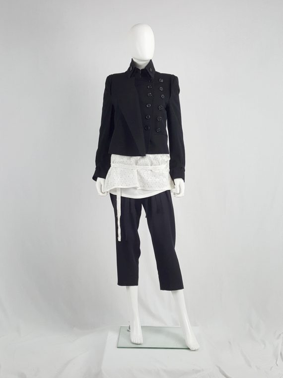 vaniitas vintage Ann Demeulemeester black asymmetric jacket with double button rows runway fall 2010 140732