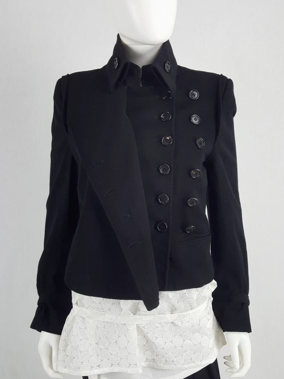 vaniitas vintage Ann Demeulemeester black asymmetric jacket with double button rows runway fall 2010 140822