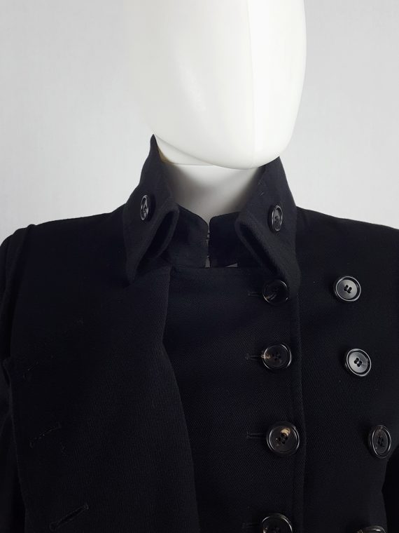 vaniitas vintage Ann Demeulemeester black asymmetric jacket with double button rows runway fall 2010 140840