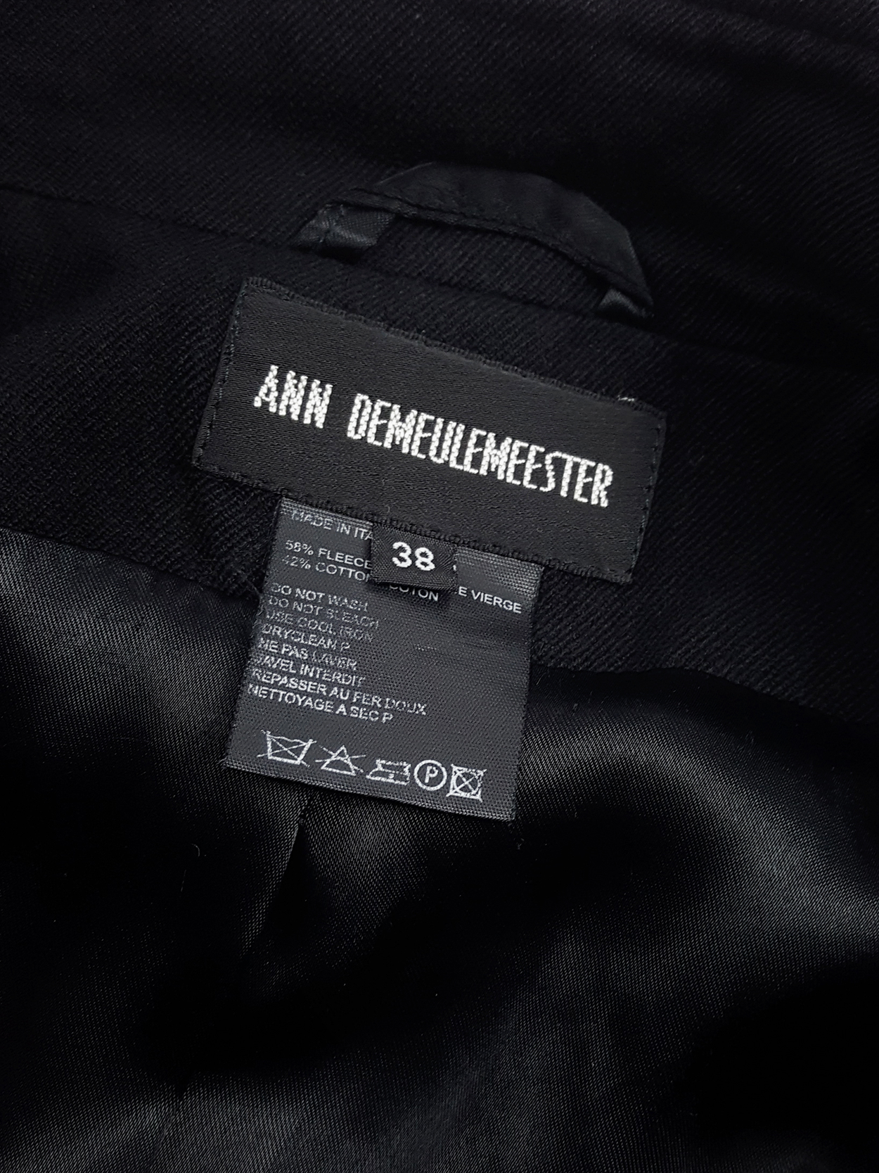 Ann Demeulemeester black asymmetric jacket with double button rows ...