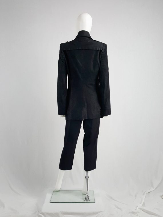 vaniitas vintage Ann Demeulemeester black leather double breasted military coat runway fall 2004 143907