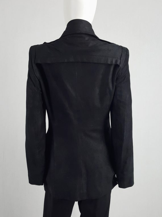 vaniitas vintage Ann Demeulemeester black leather double breasted military coat runway fall 2004 143934_001