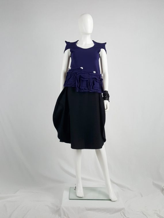 vaniitas vintage Comme des Garcons blue t-shirt with square ruffled panels runway spring 2008 160005